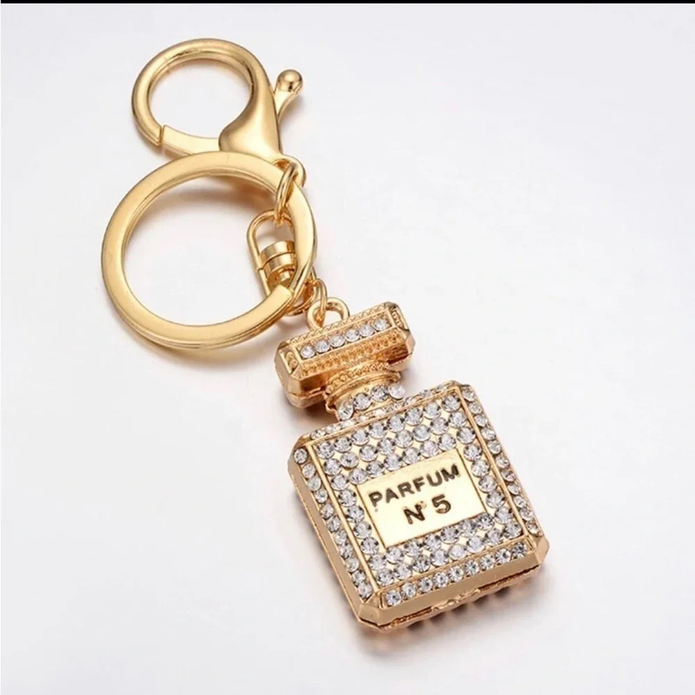 Perfume No. 5 White Crystal Keychain/ Bag Charm